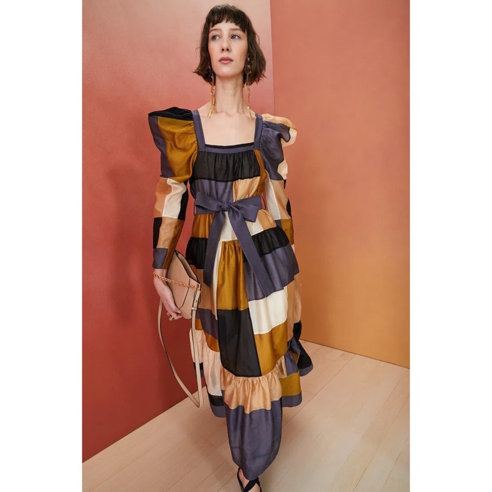 NWT Ulla Johnson Ismene Patchwork Cotton Silk dress